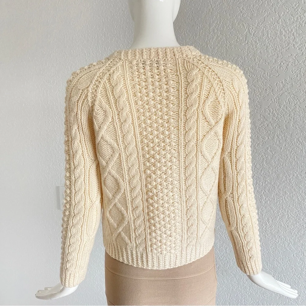 J.crew ivory hand knit button down Sweater